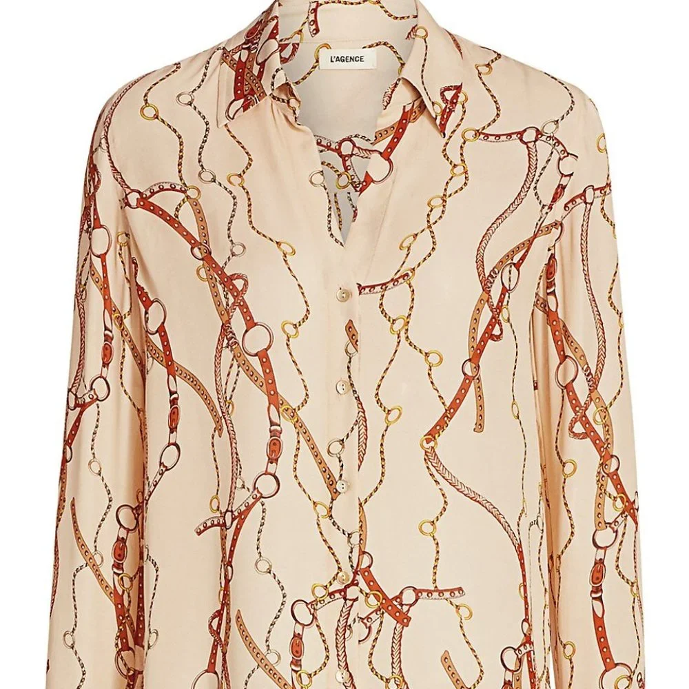 Nina Belt Print Silk Blouse from L'AGENCE - Picture 4 of 9